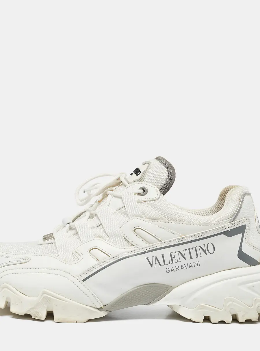 Valentino White Leather and Mesh Climbers Lace Up Sneakers Size 40