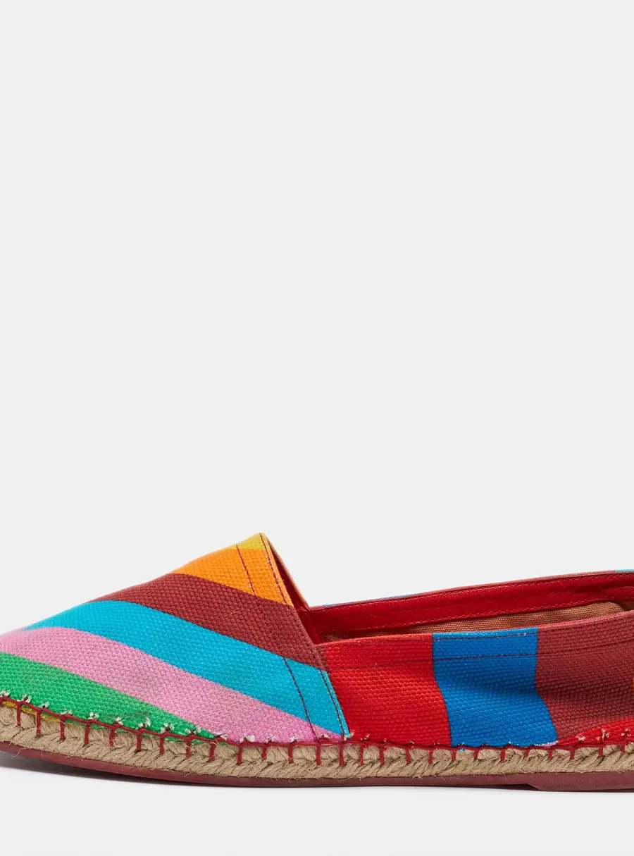 Valentino Multicolor Chevron Print Canvas Espadrille Loafers Size 39