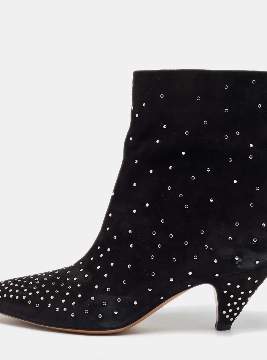 Valentino Black Suede Rockstud Ankle Boots Size 39.5