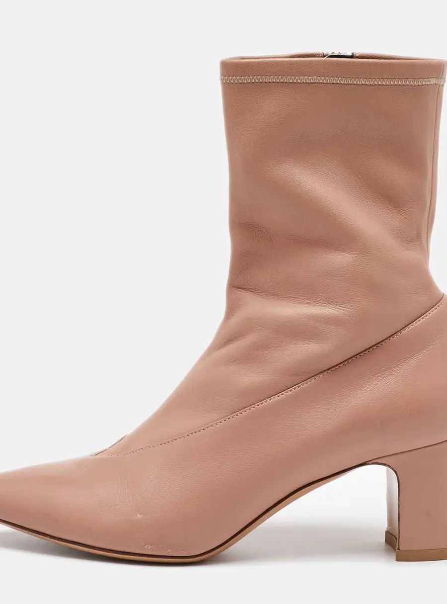 Valentino Dusty Pink Leather Pointed Toe Ankle Length Boots Size 37
