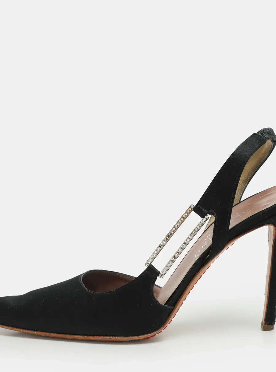 Valentino Black Satin D'orsay Slingback Pumps Size 40