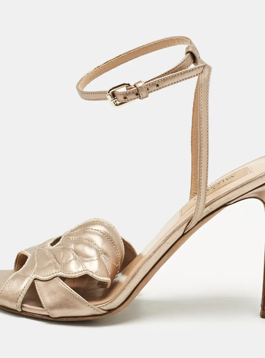 Valentino Gold  Leather Angelicouture Ankle Strap Sandals Size 37