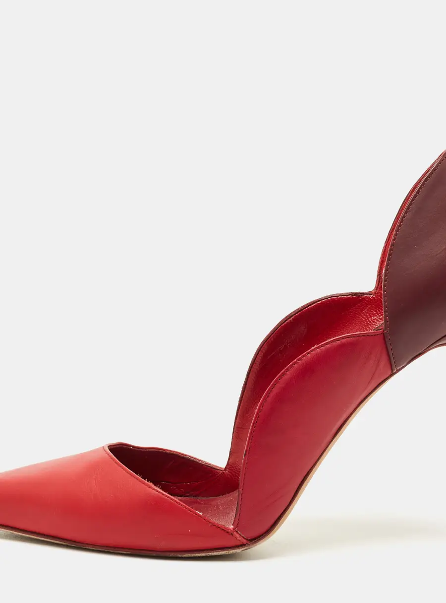 Valentino Burgundy/Red Leather Pointed Toe Pumps Size 40