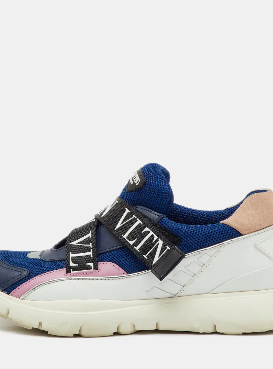 Valentino Multicolor Mesh and Leather VLTN Heroes Velcro Strap Sneakers Size 39