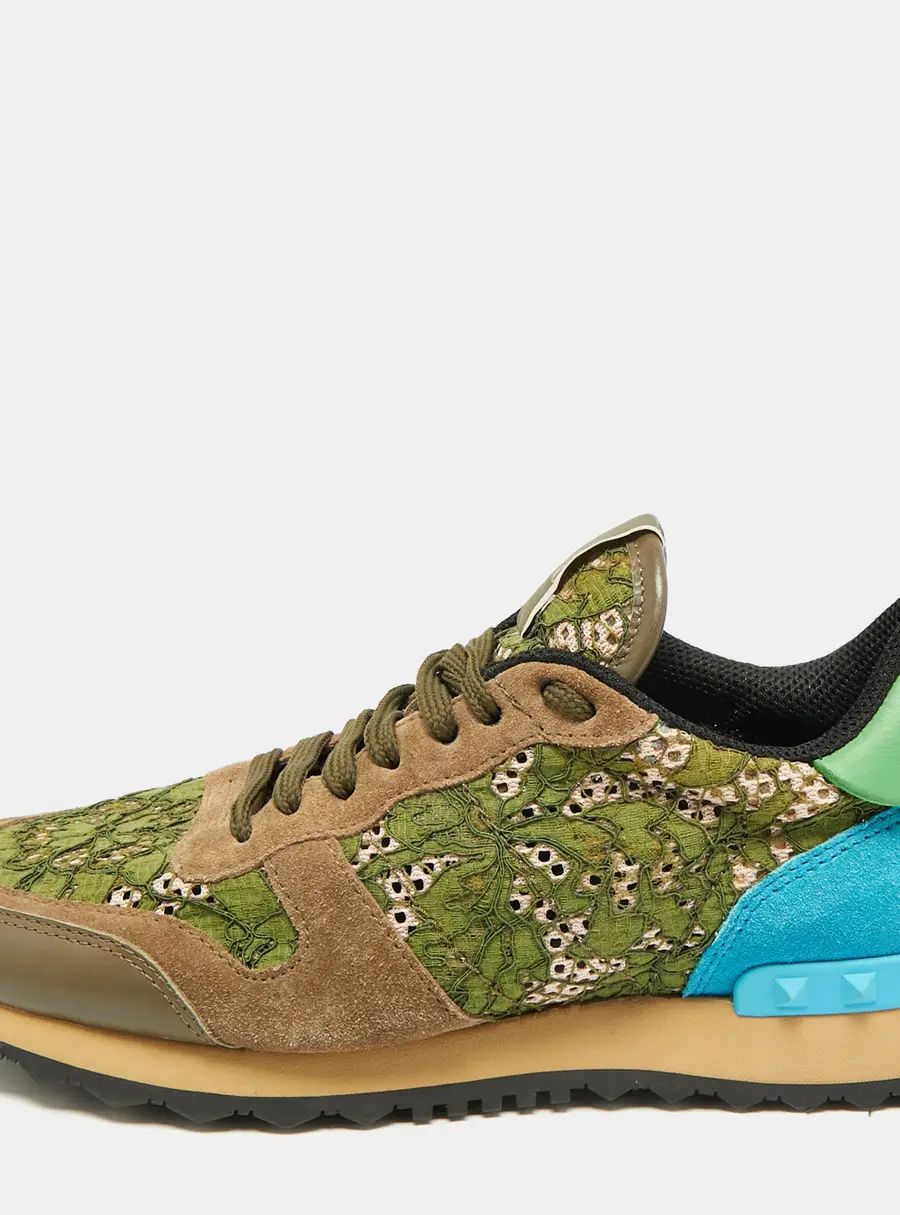 Valentino Rockstud Size 39 Multicolor Lace, Leather and Suede Low Top Sneakers