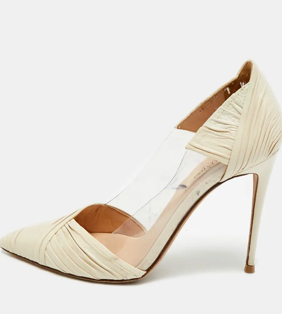 Valentino B-Drape Size 38.5 Beige Leather and PVC Pumps
