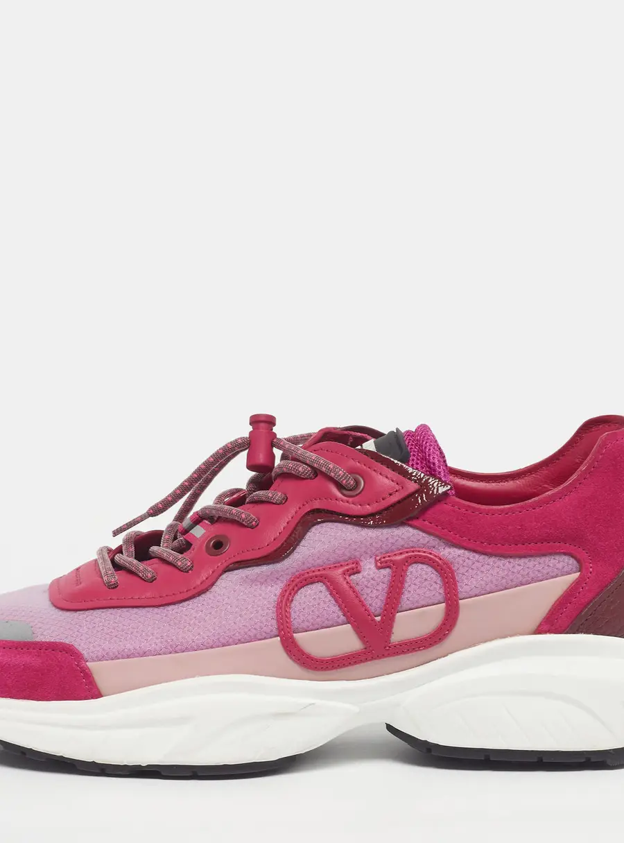 Valentino Vlogo Size 39 Multicolor Mesh and Suede Lace Up Sneakers
