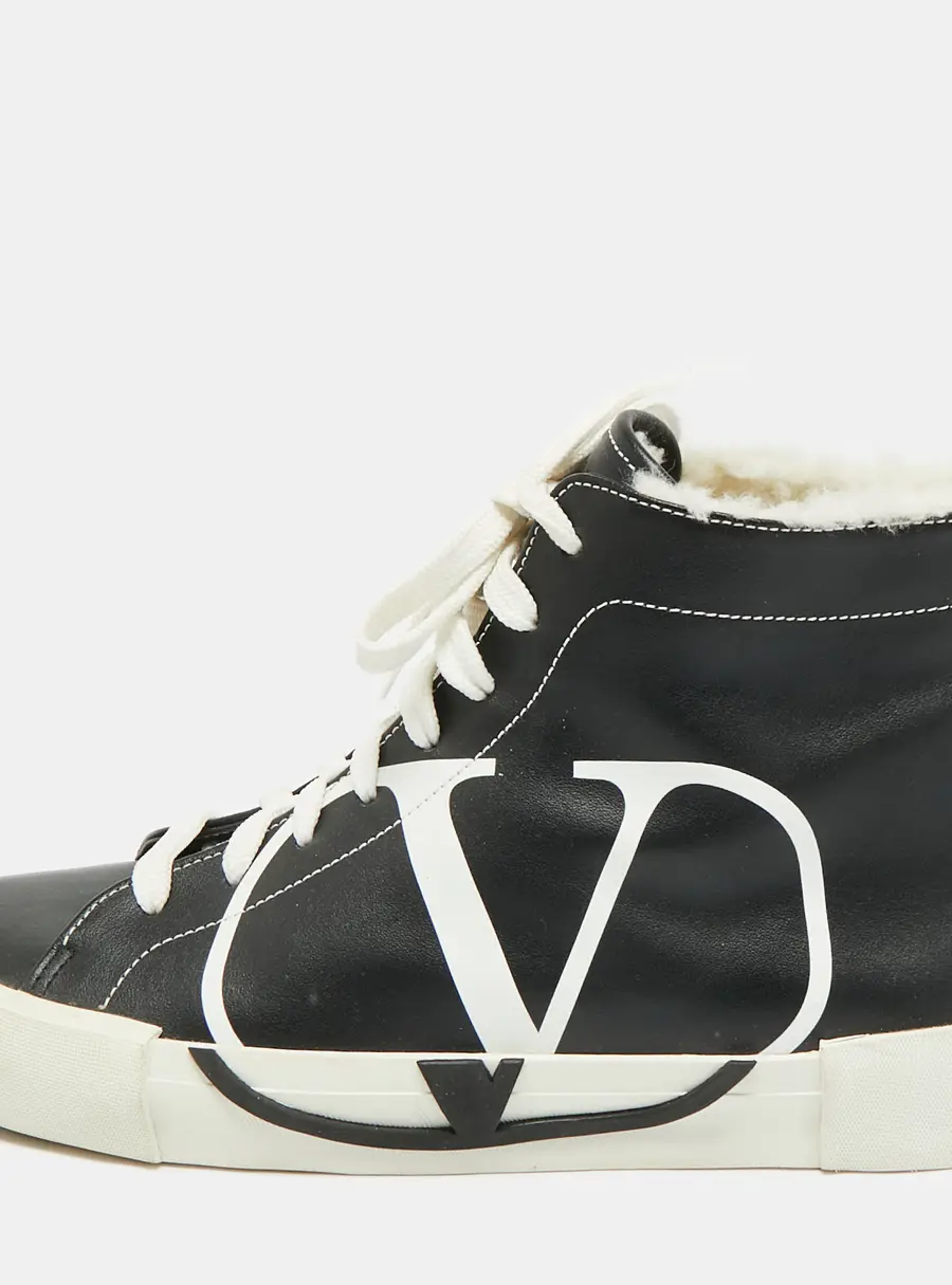 Valentino VLogo Size 38 Black Leather High Top Sneakers