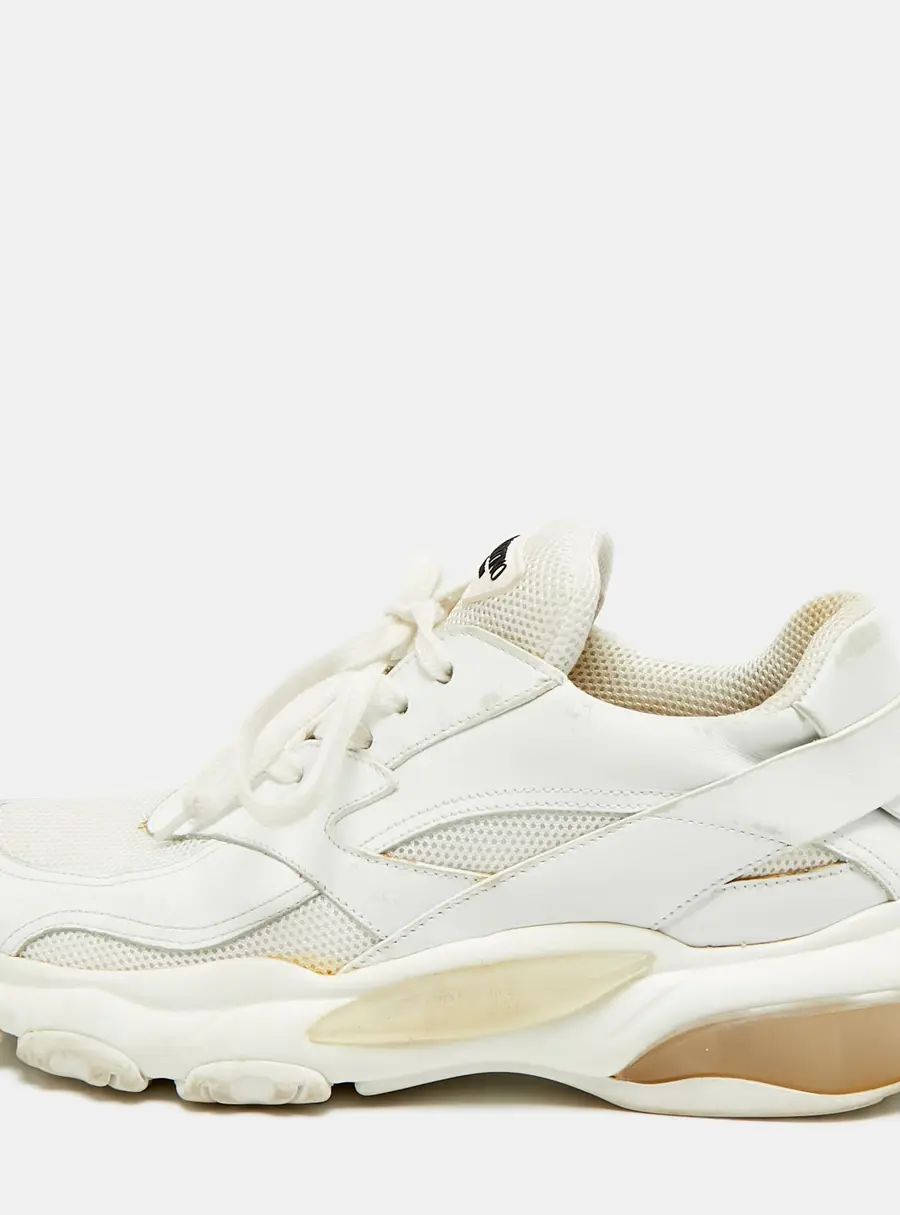 Valentino Bounce Size 37 White Leather and Mesh Lace Up Sneakers