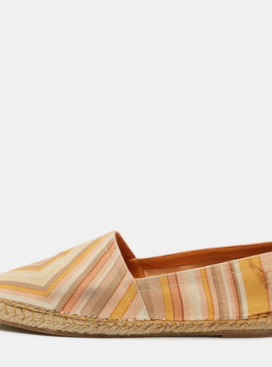 Valentino Size 39 Multicolor Canvas Native Couture 1975 Print Espadrille Flats