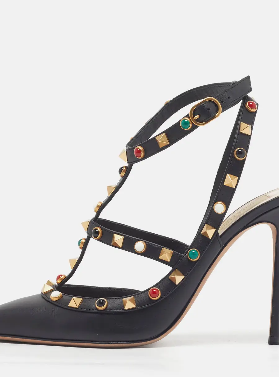 Valentino Rockstud Size 39.5 Black Leather Pumps