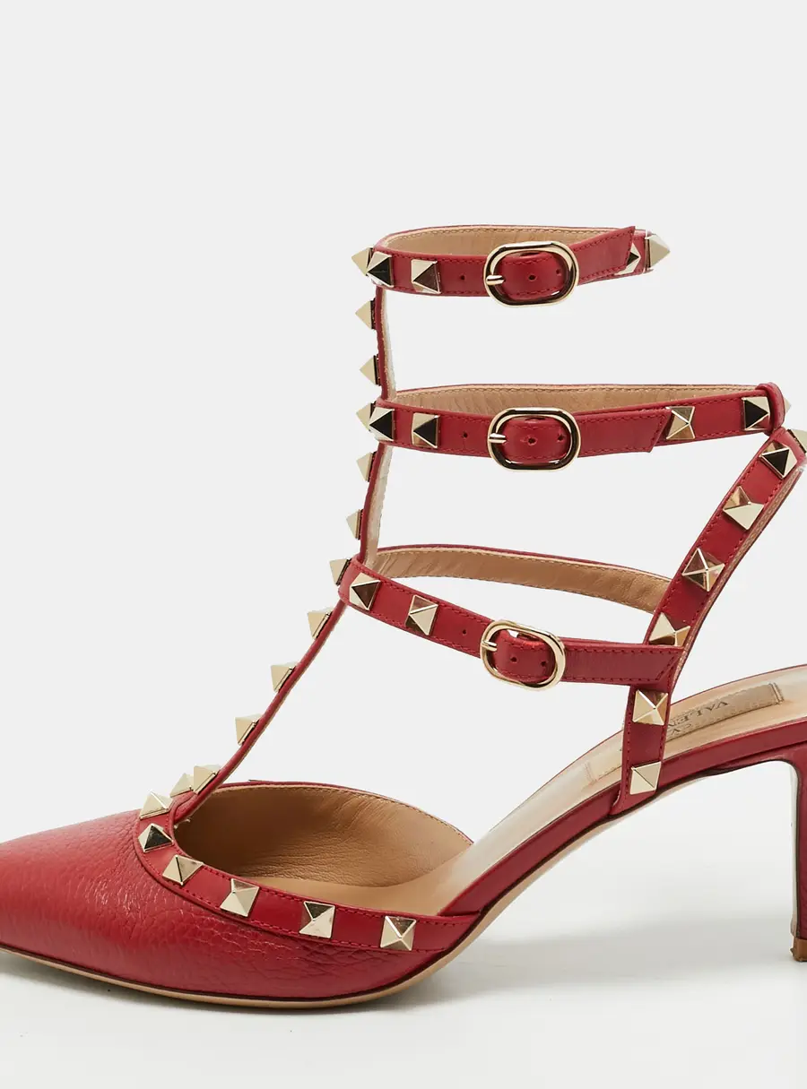 Valentino Rockstud Size 39 Red Leather Pumps
