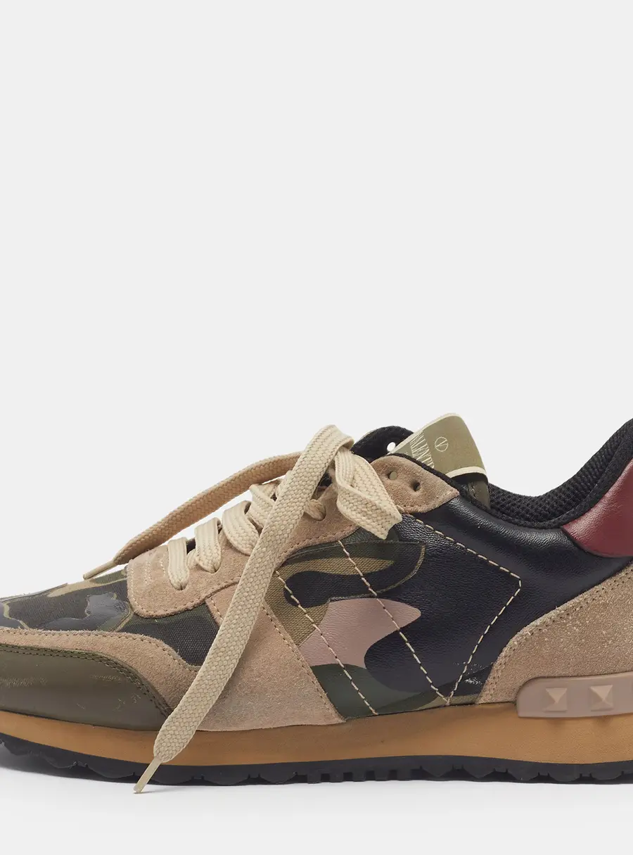 Valentino Rockrunner Size 36.5 Multicolor Leather and Suede Low Top Sneakers
