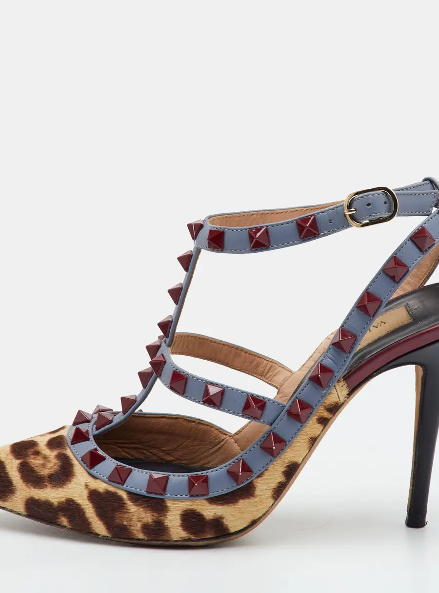 Valentino Rockstud Size 36 Multicolor Leopard Calf Hair and Leather Pumps