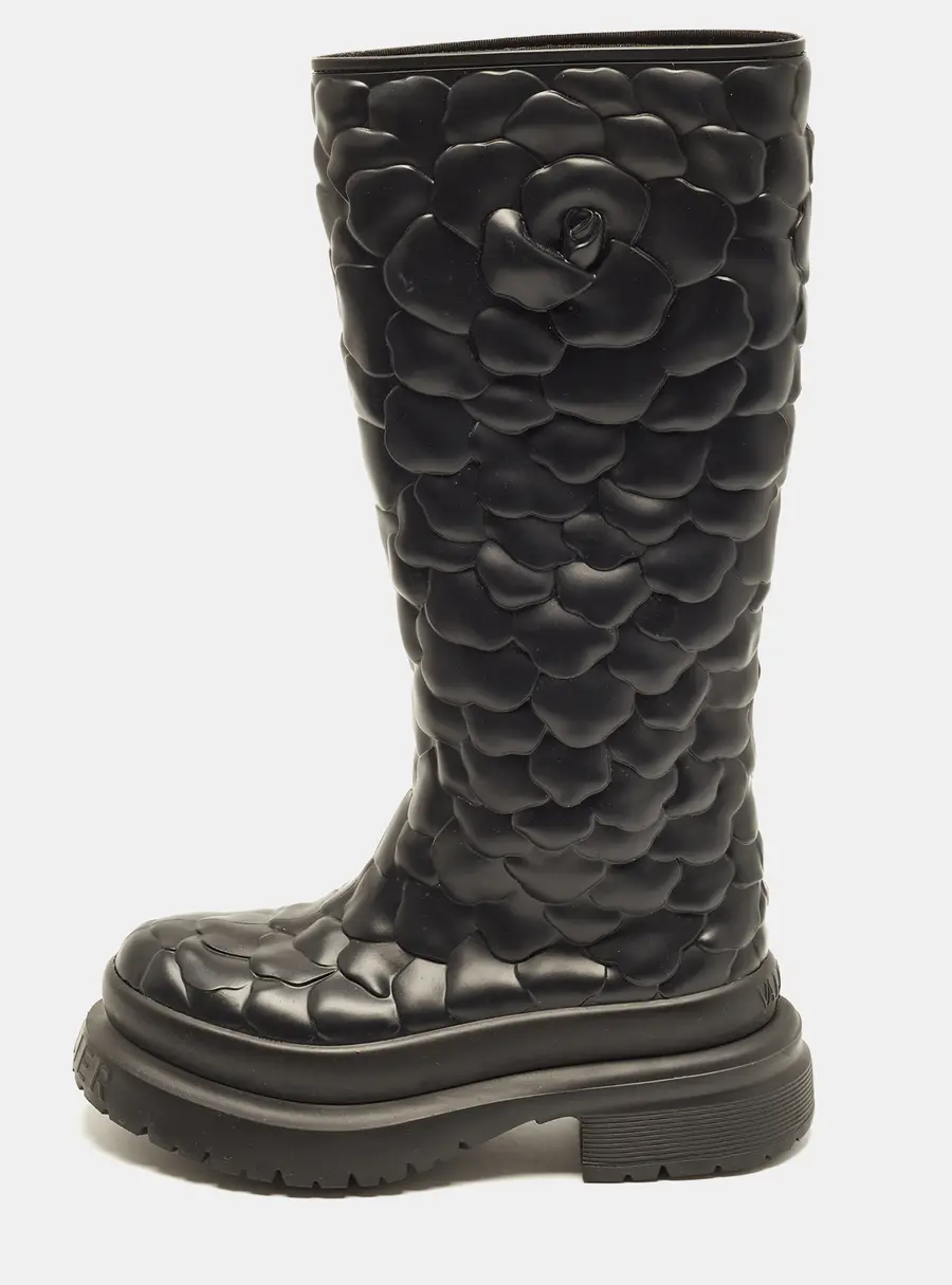 Valentino 03 Rose Edition Atelier Size 39 Black Rubber Knee Length Boots