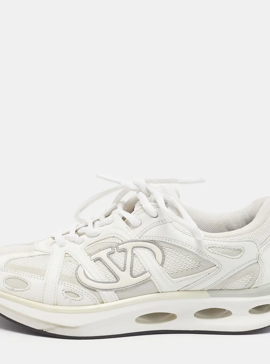 Valentino VLogo Easyjog Size 39 White Leather and Mesh Low Top Sneakers