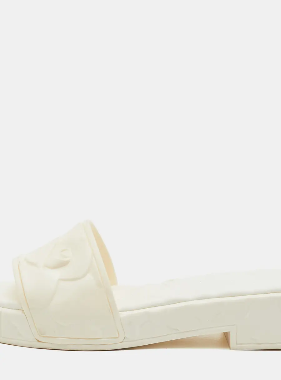 Valentino 03 Rose Edition Atelier Size 37 White Rubber Slide Sandals