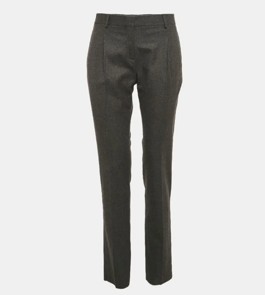 Valentino Charcoal Grey Felt Wool Tapered Trousers S
