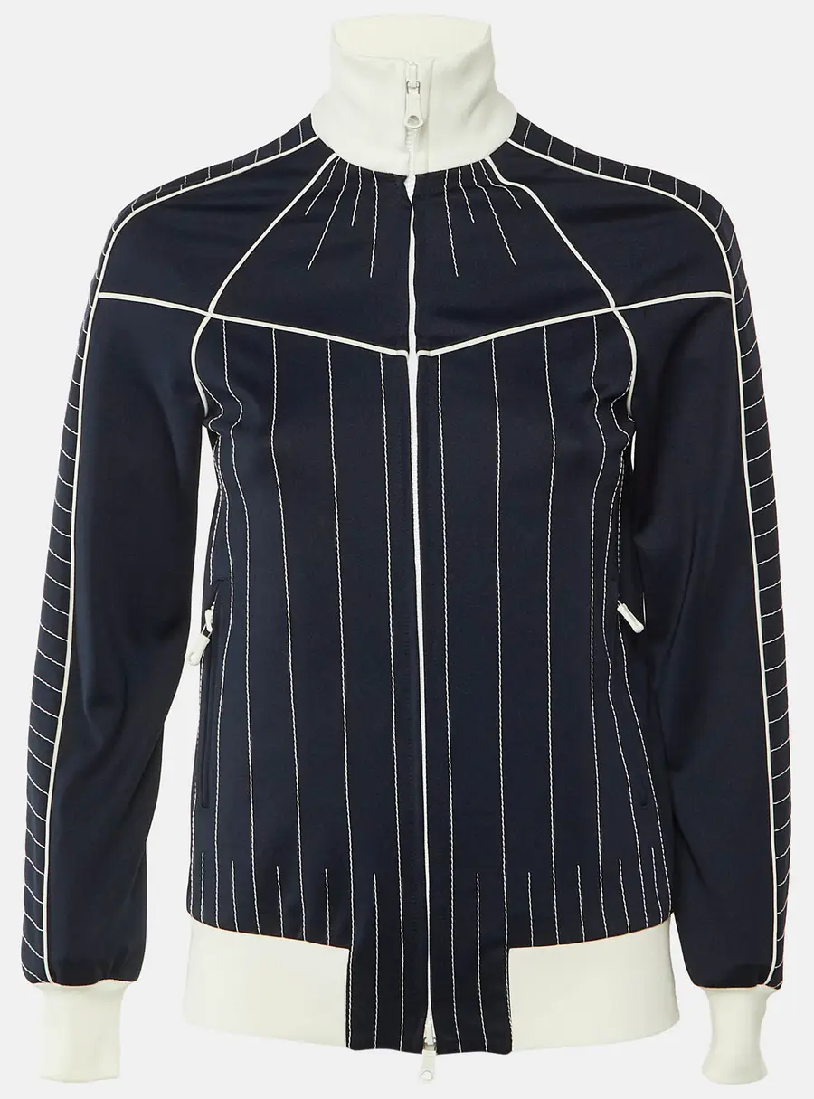 Valentino Navy Blue Jersey Contrast Stitch Track Jacket S
