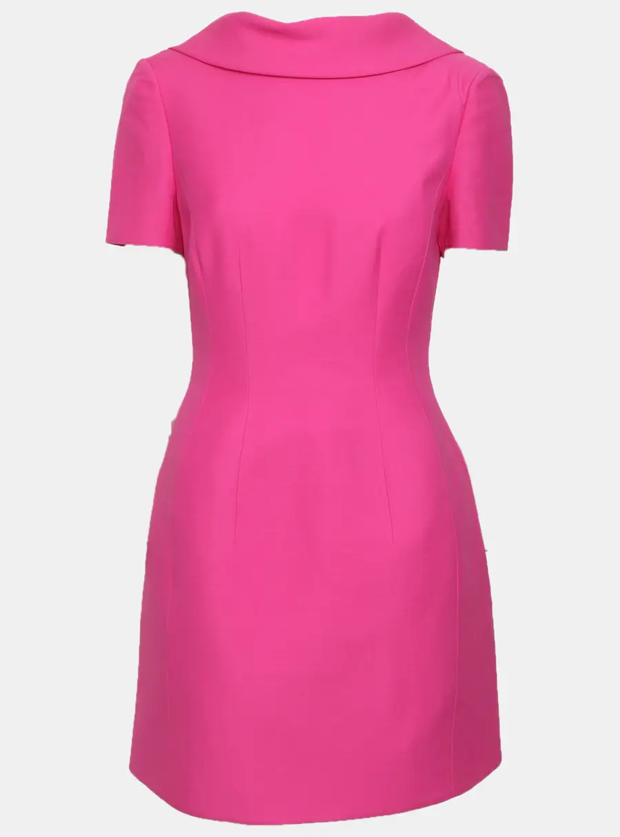 Valentino Pink Wool Blend Bow Detail Mini Dress S