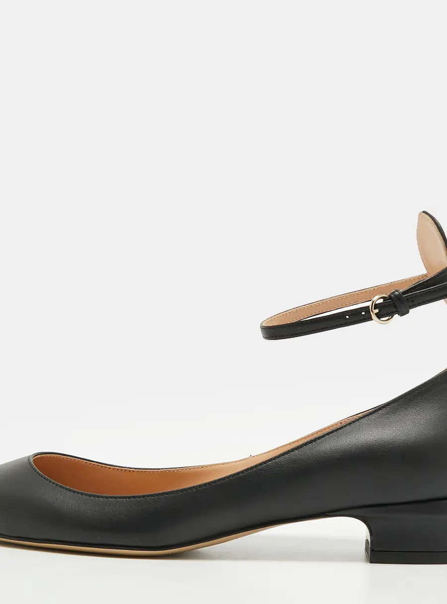 Valentino Tango Size 38 Black Leather Ankle Strap Pumps
