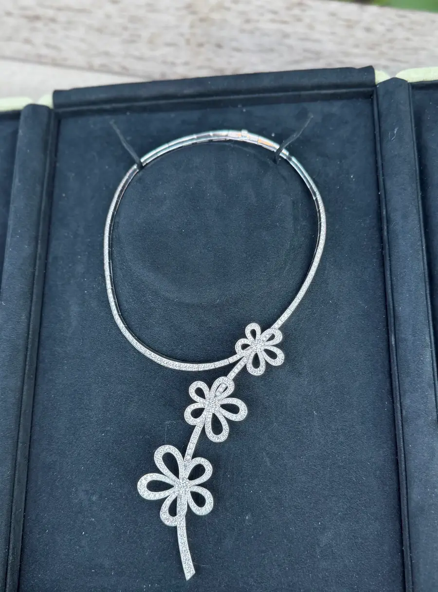 Van Cleef & Arpels Flowerlace 18K White Gold Diamond Necklace