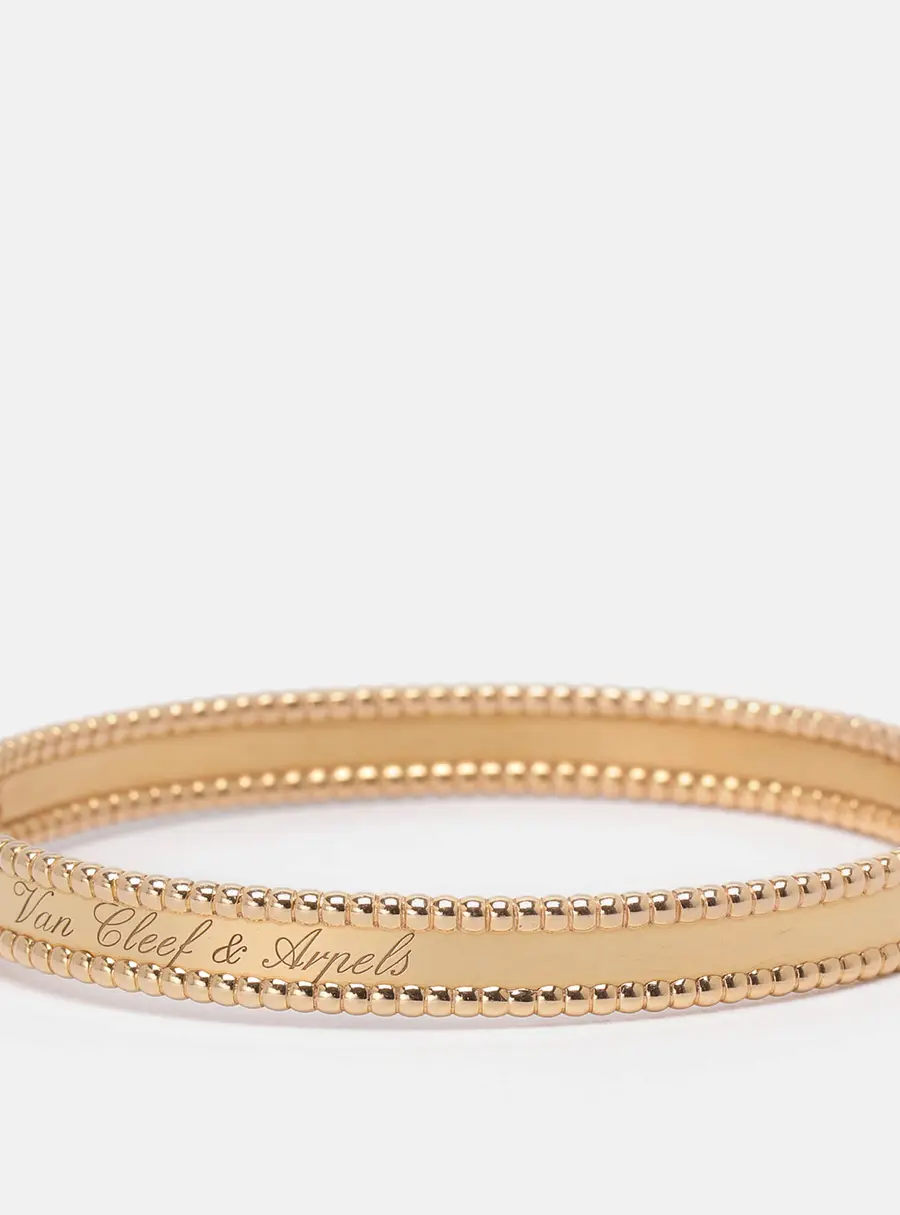 Van Cleef & Arpels Perlee Signature 18K Rose Gold Bangle Bracelet Size 18