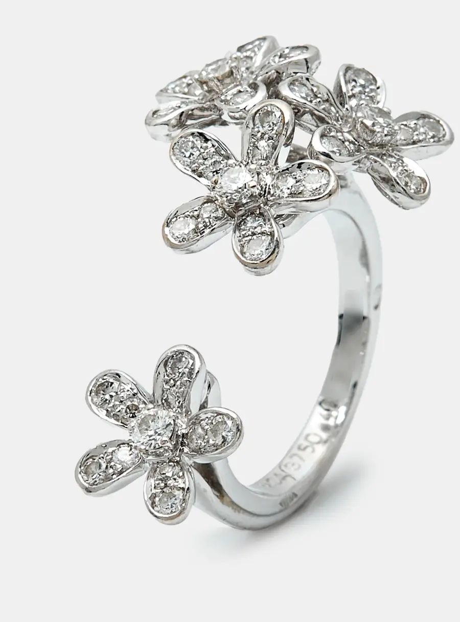 Van Cleef & Arpels Socrate Between the Finger Diamond 18k White Gold Rings Size 48