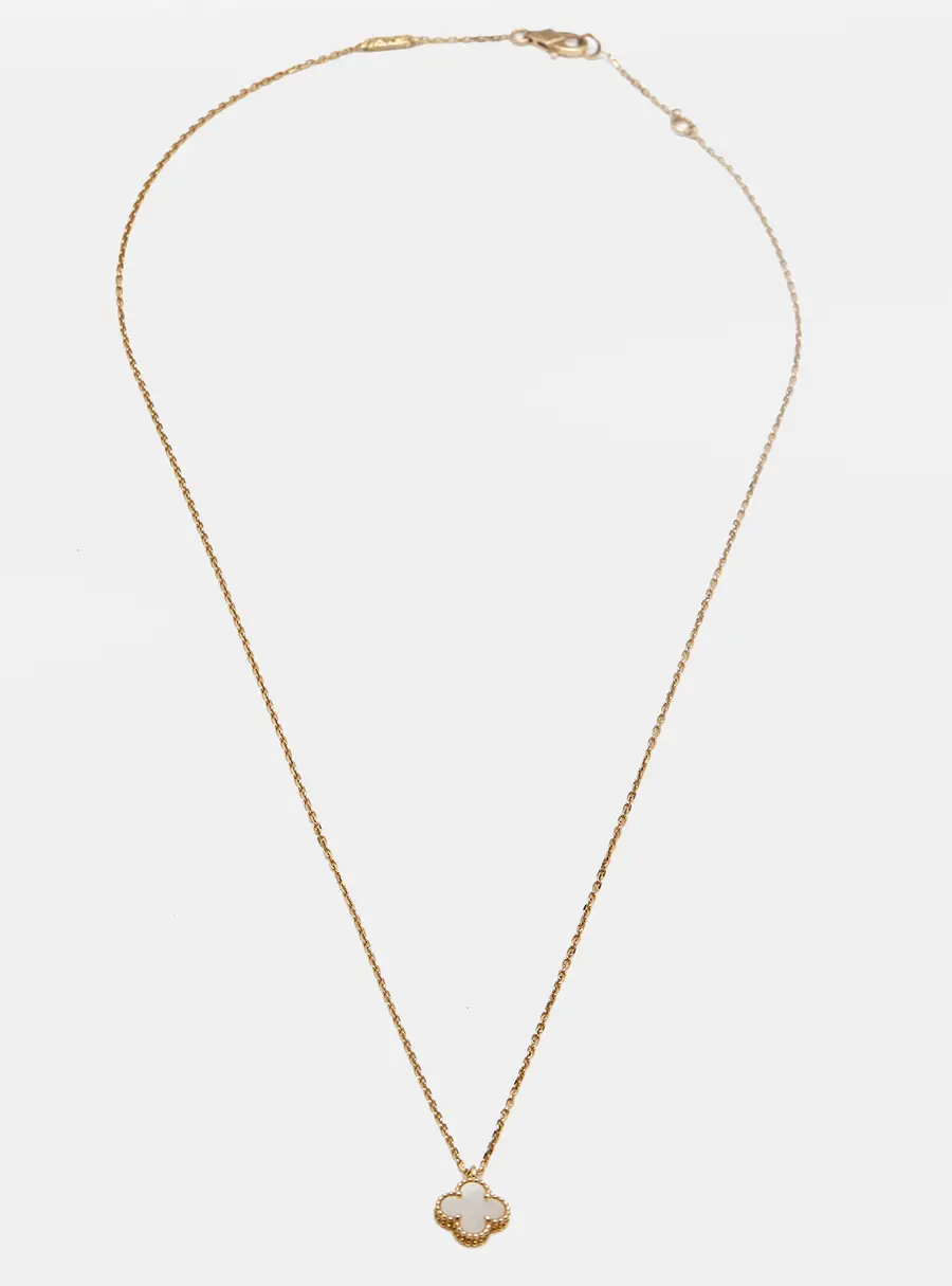 Van Cleef & Arpels Sweet Alhambra Mother of Pearl 18k Yellow Gold Pendant Necklace