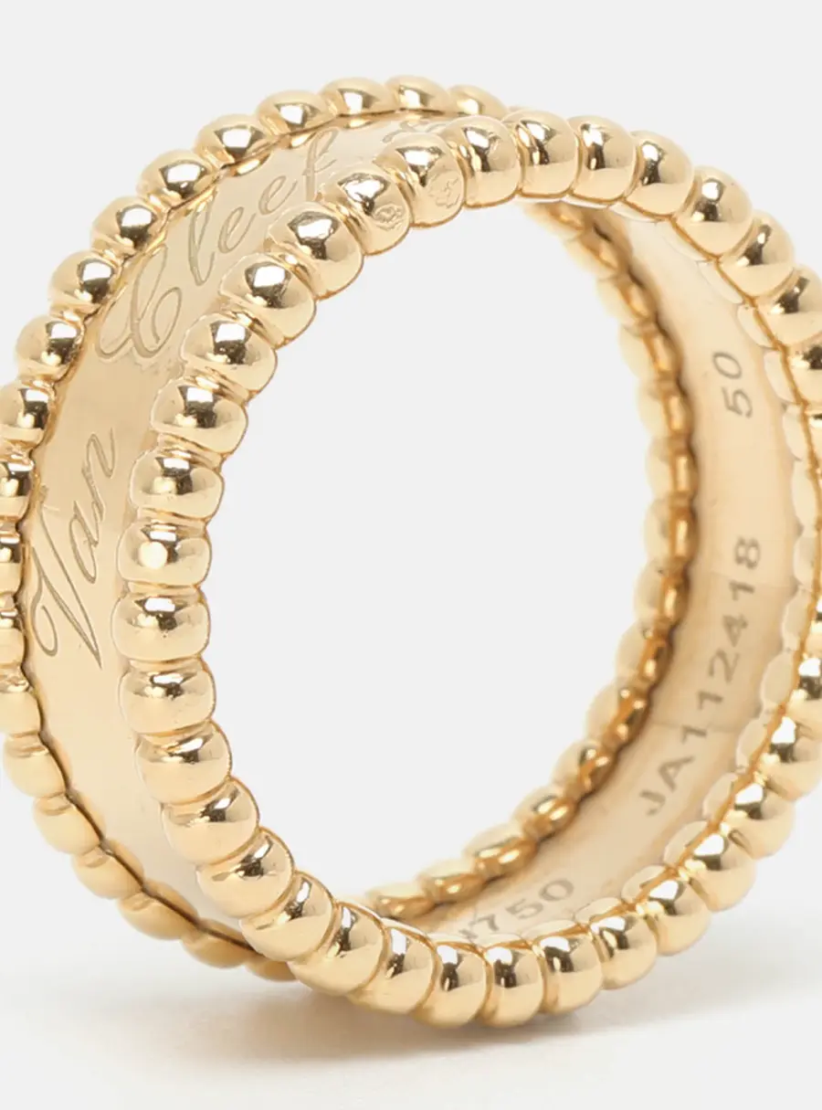 Van Cleef & Arpels Perl&eacute;e Signature 18K Yellow Gold Ring Size 50