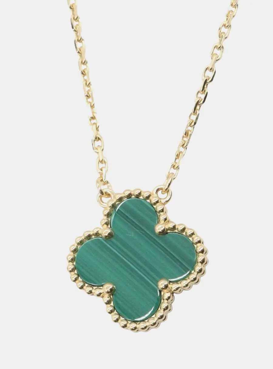 Van Cleef & Arpels Vintage Alhambra 18K Yellow Gold, Malachite Necklace
