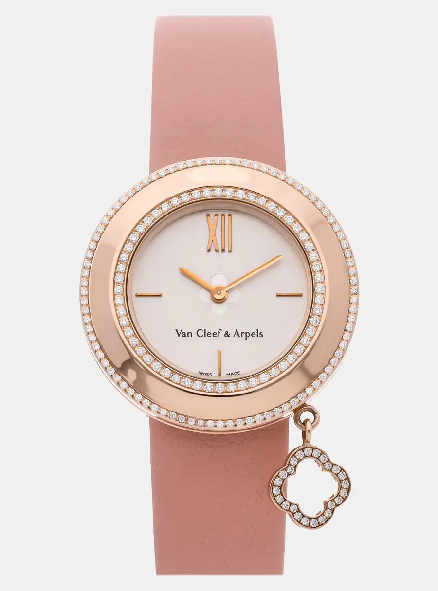 Van Cleef & Arpels Charms ARM95000 White 18k Rose Gold Quartz Women's Wristwatch 32mm