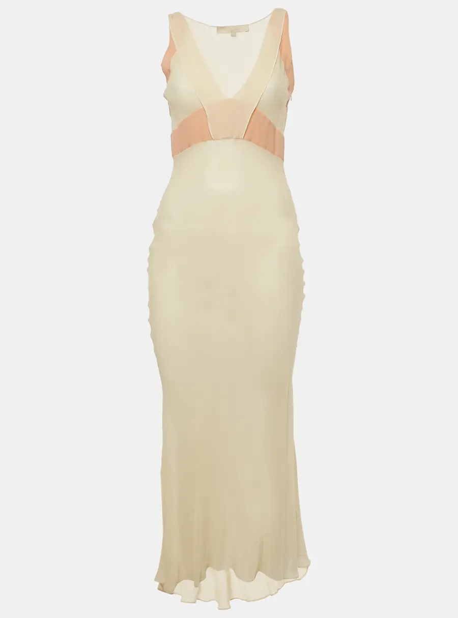 Vanessa Bruno Cream Silk Sleeveless Maxi Dress S
