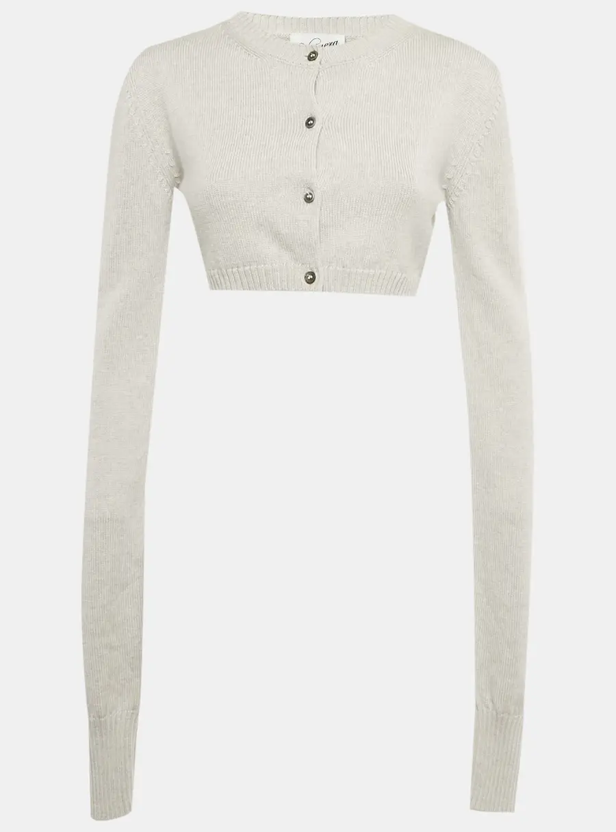 Vaquera Grey Sequin Detail Wool Crop Cardigan S