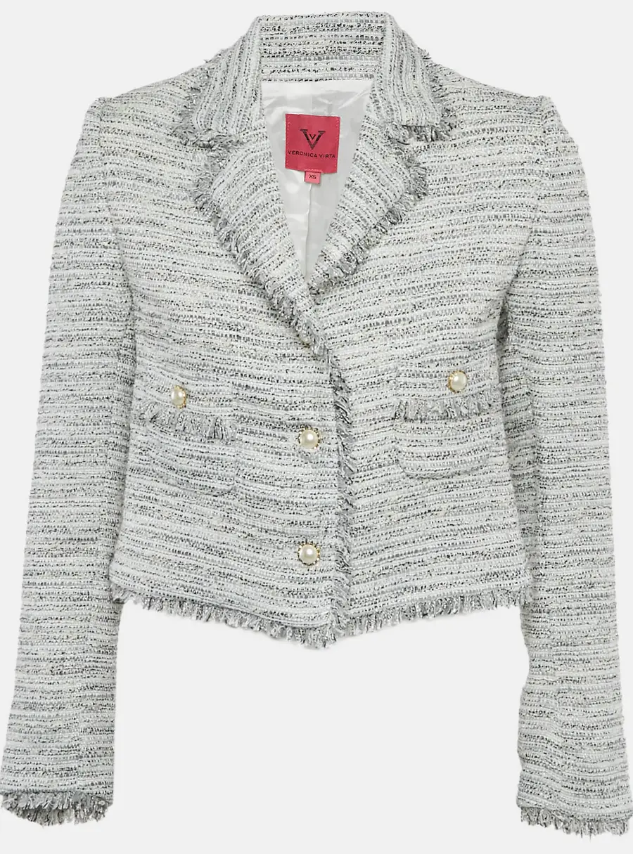 Veronica Virta Multicolor Lurex Tweed Cropped Blazer XS