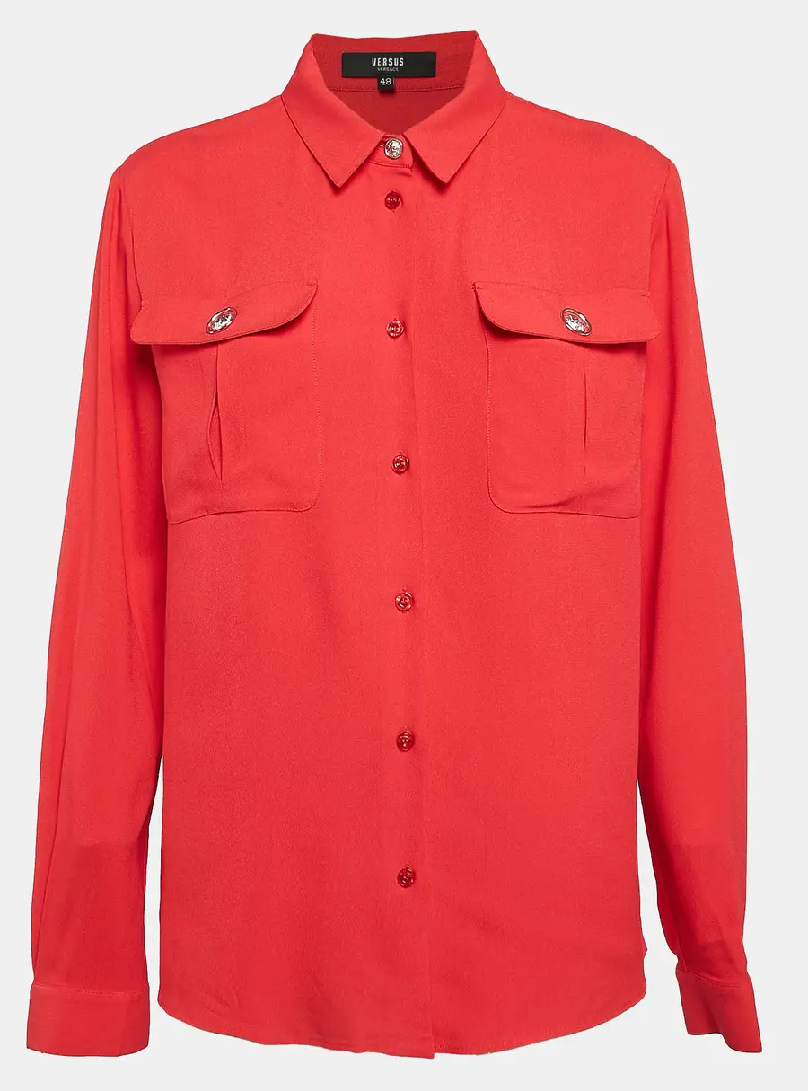 Versus Versace Red Crepe Button Front Shirt L