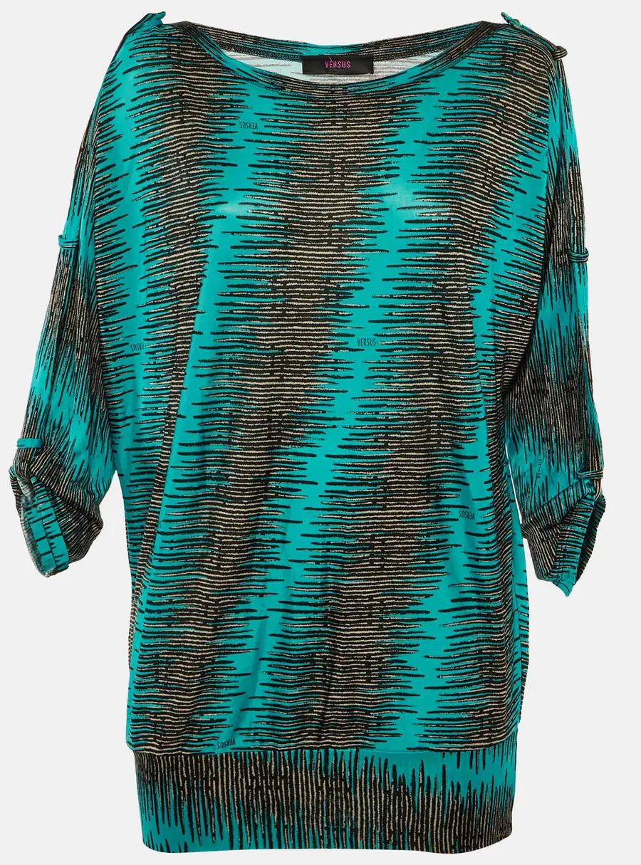 Versus Versace Blue /Black Printed Jersey Top M