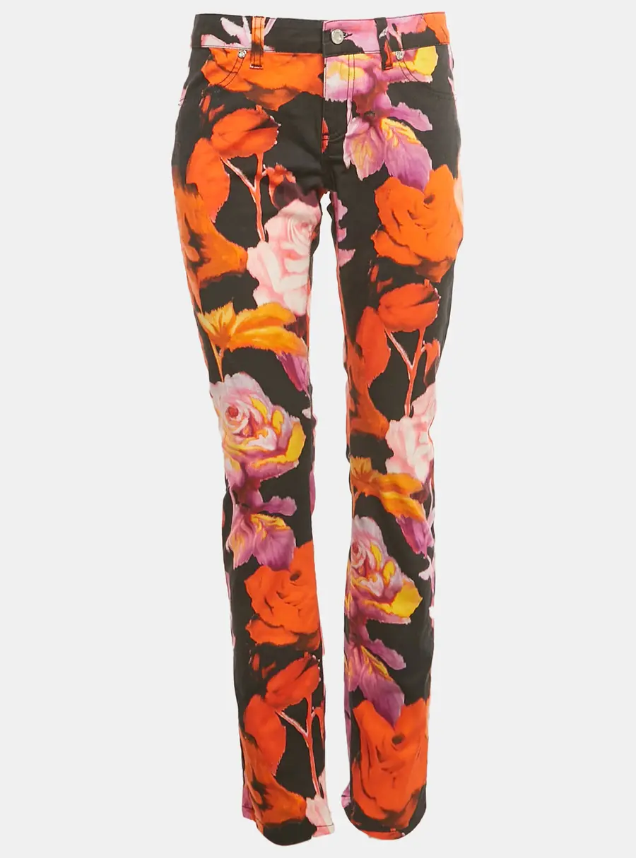 Versus Versace Multicolor Floral Print Cotton Skinny Jeans L/Waist 30"