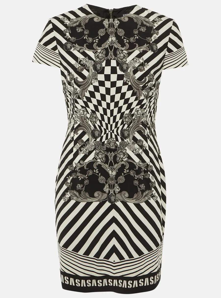 Versus Versace Monochrome Printed Crepe Shift Dress L