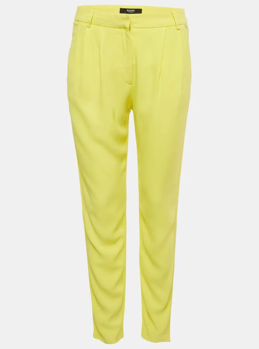 Versus Versace Yellow Crepe Pleated Trousers S