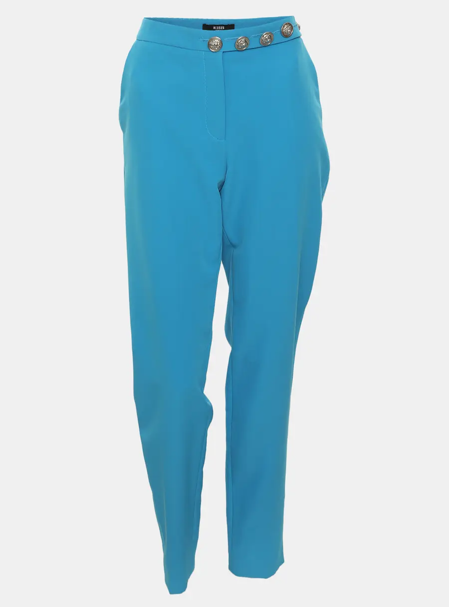 Versus Versace Blue Stretch Crepe Trousers M