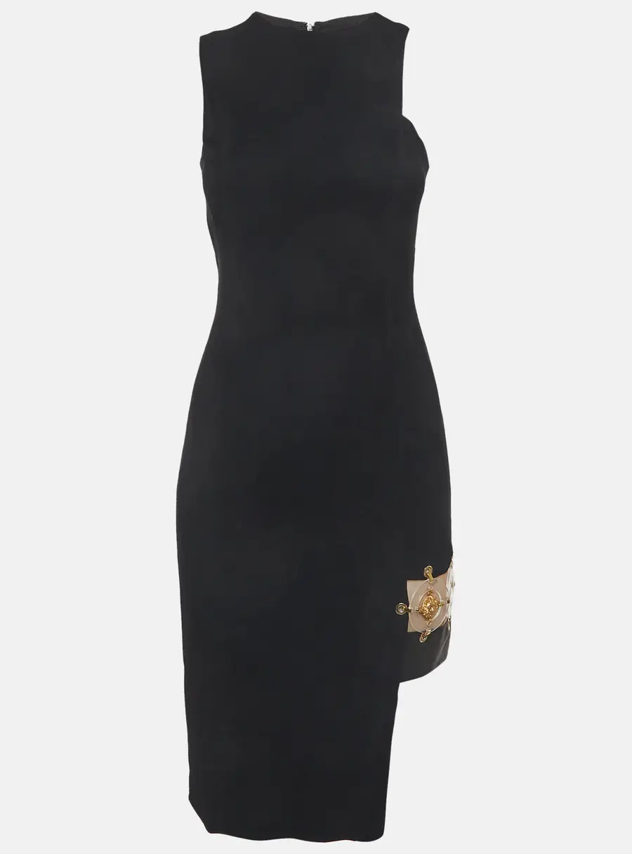 Versus Versace Black Crepe Sleeveless Fitted Dress S