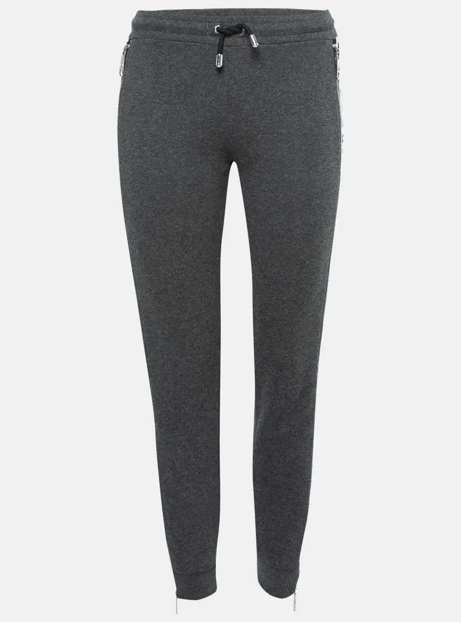 Versus Versace Grey Cotton Zip Detail Logo Tape Trimmed Joggers XS
