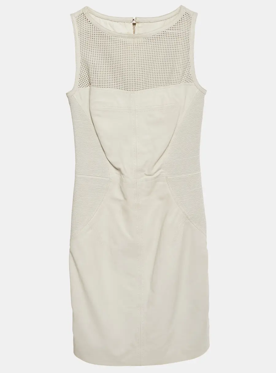 Versace Collection White Leather Sleeveless Mini Dress XS