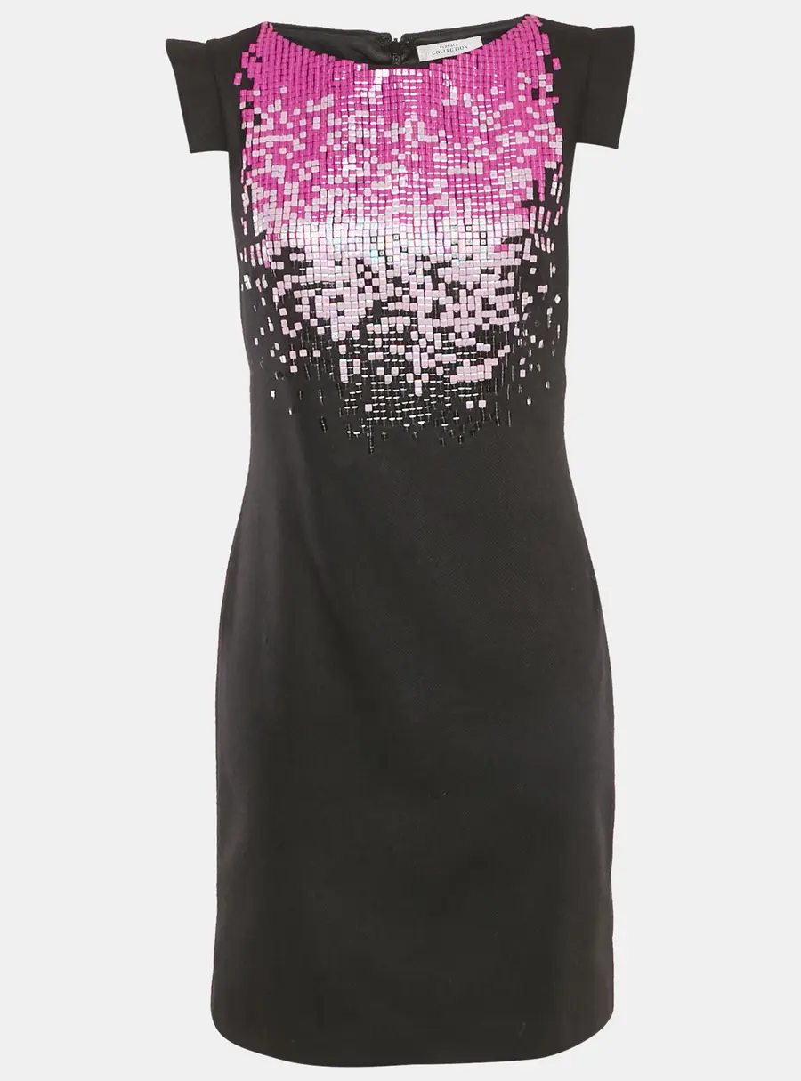 Versace Collection Black Embellished Wool Blend Short Dress L