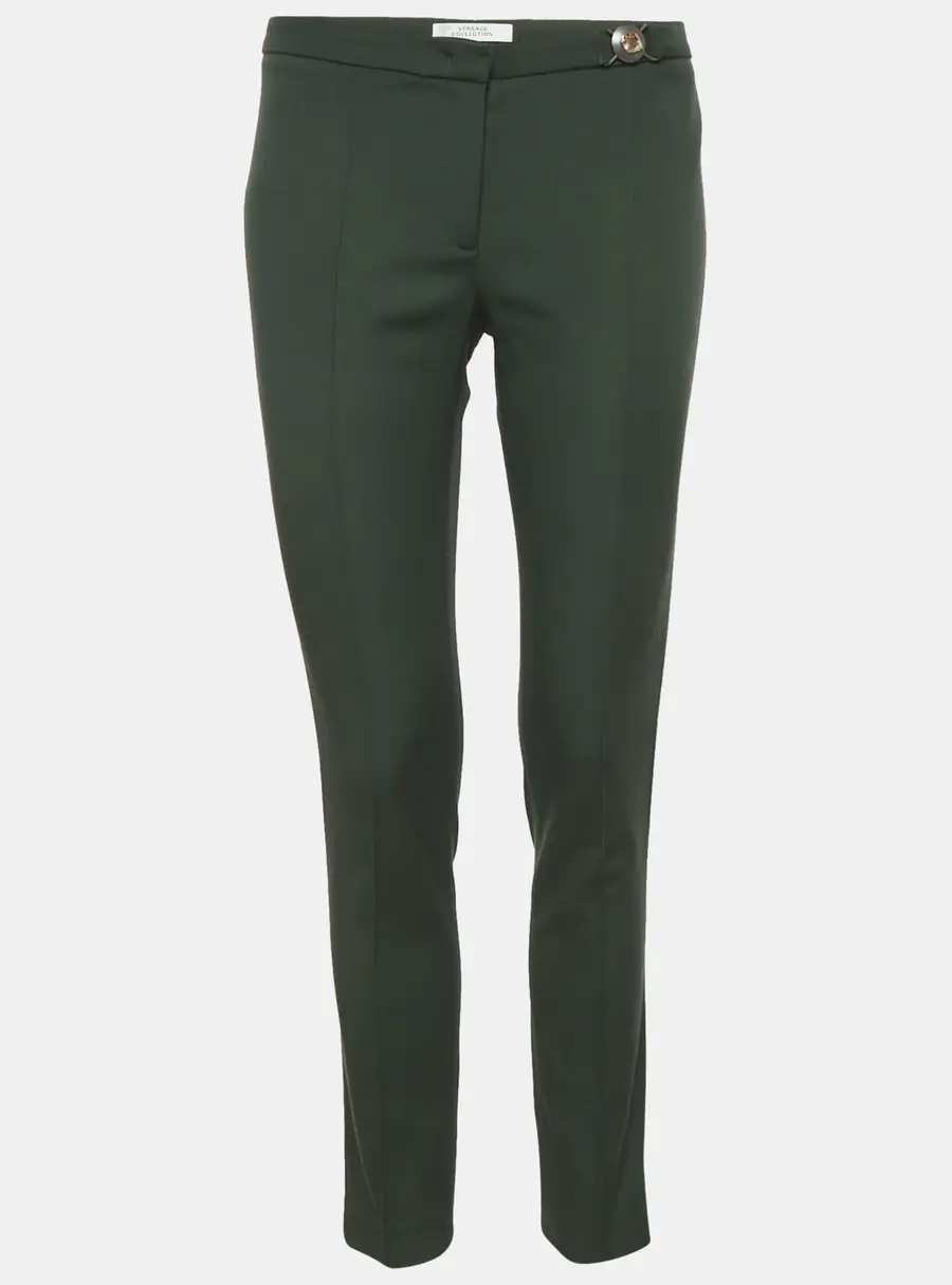 Versace Collection Green Crepe Slim Fit Trousers M