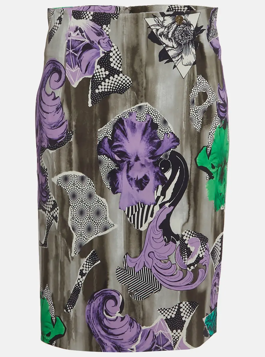 Versace Collection Multicolour Abstract Print Stretch Crepe Pencil Skirt M