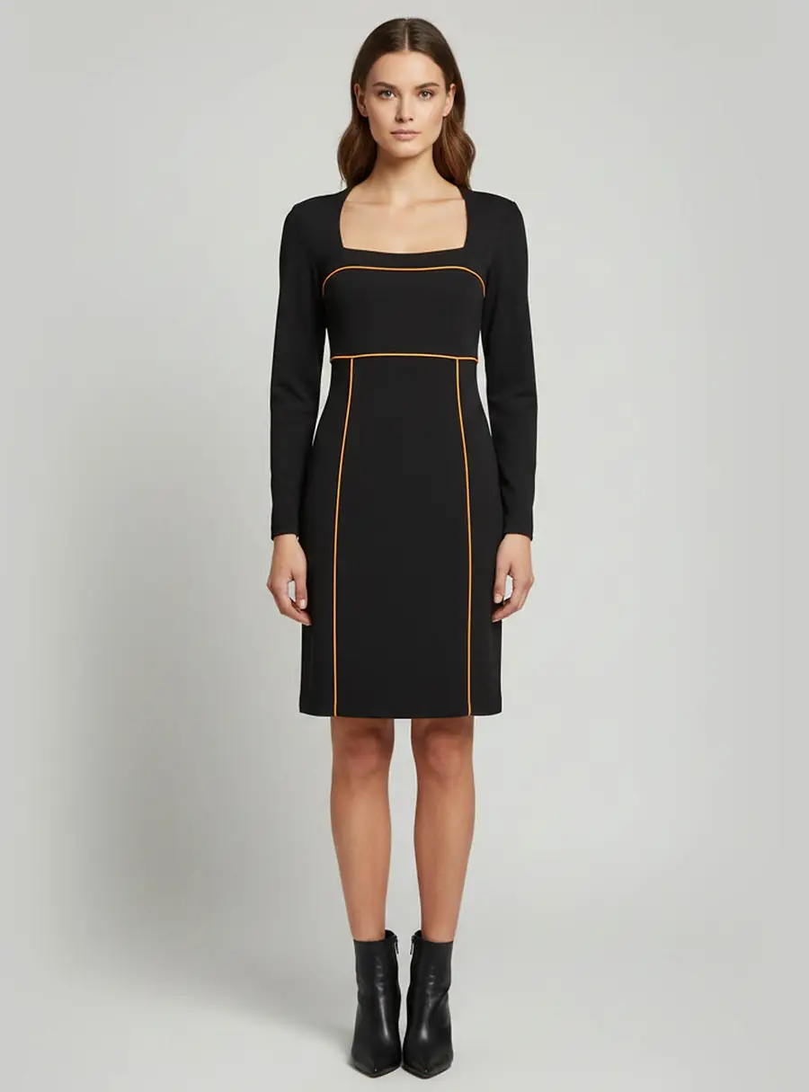 Versace Collection Black Jersey Long Sleeve Midi Dress L