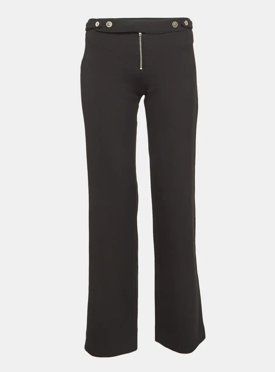 Versace Jeans Couture Black Stretch Crepe Embellished Waist Trousers S