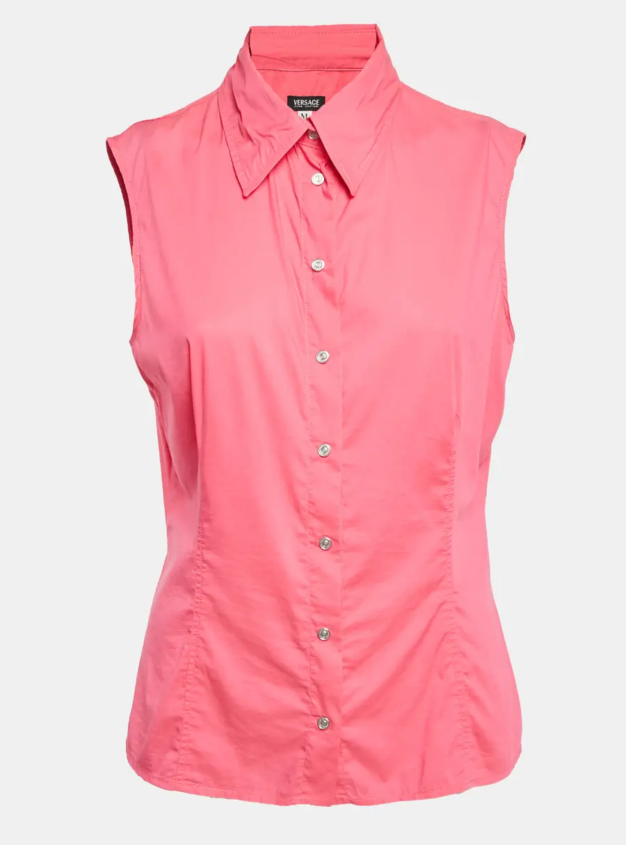 Versace Jeans Couture Pink Embellished Cotton Blend Sleeveless Top M